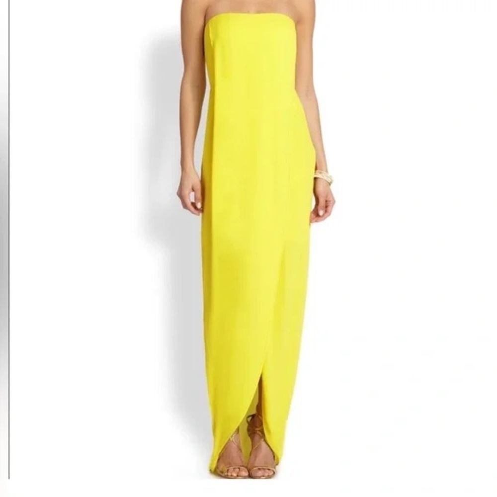 BCBGMaxAzria yellow strapless Jesse dress | size 4